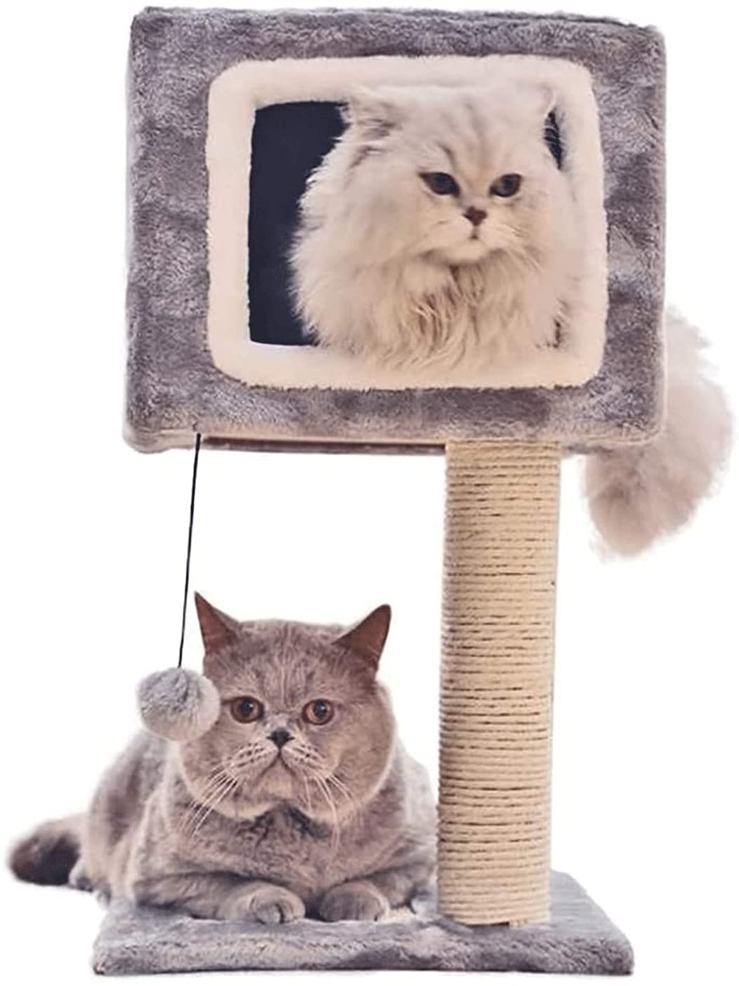 Rascador para Gatos Rascador árbol Poste Rascador Plataforma de Doble Piso, Juguete para Gatos, Tabla para rascar, Poste de Escalada para Gatos, Marco de Escalada para Gatos pequeños 715