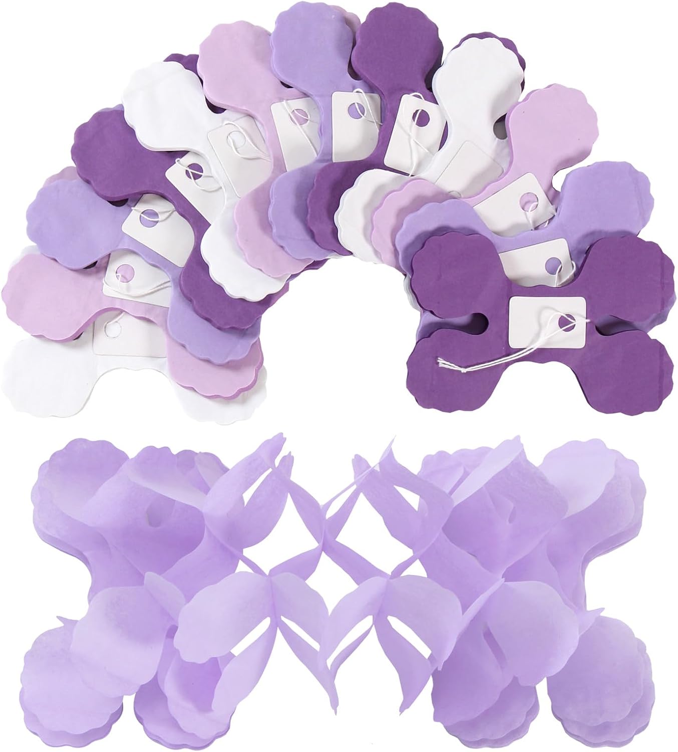 Purple White Lavender Party-Decorations Streamers-Garland - 12pcs Women Girl Birthday Supplies 4-Leaf Clover Paper Banners,Baby Bridal Shower Wedding Engagement Bachelorette Graduation Decor Ouruola image 4