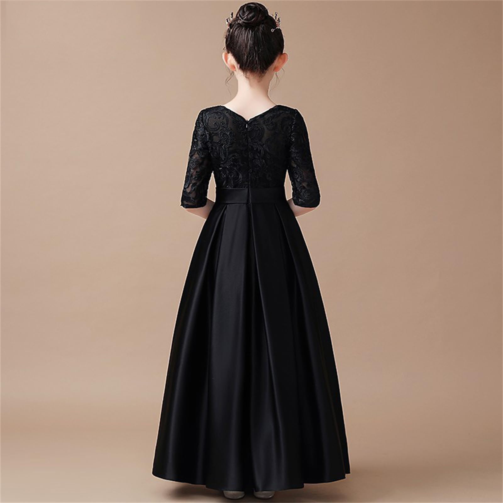 OTMYIGO Vestido de Princesa de Encaje para niñas, Vestido de Dama de Honor para Desfile de Bodas, Vestido de Princesa para niña, Vestido de Fiesta de cumpleaños Baile Primera comunión