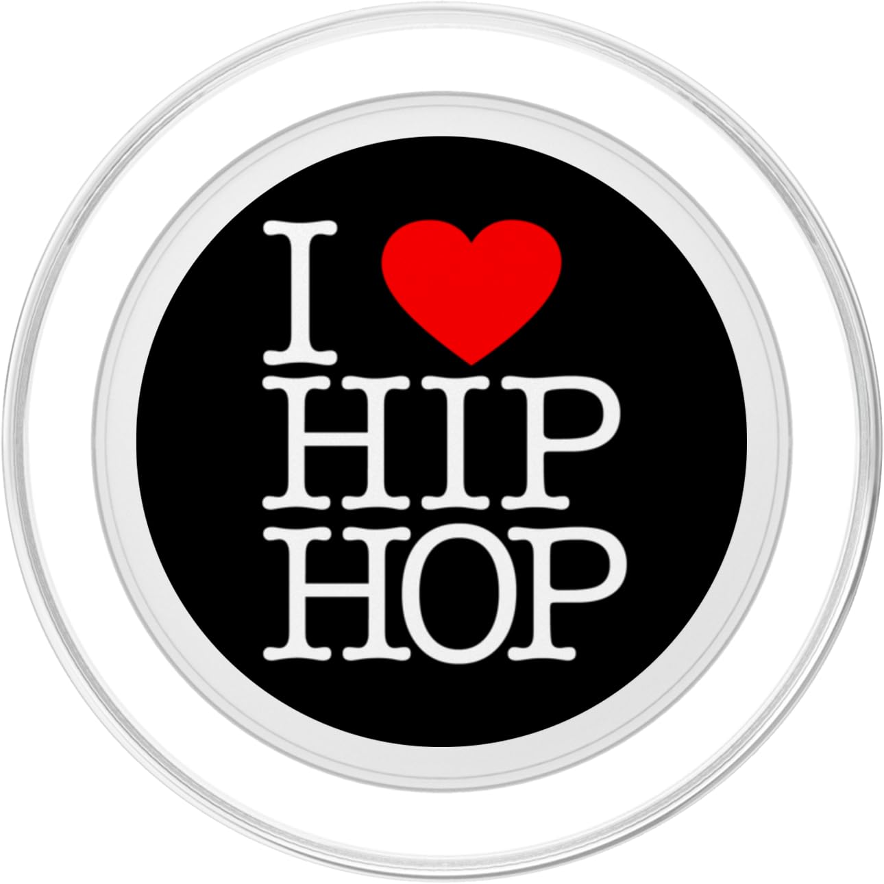 I Love Hip Hop (Heart) - Rap and Hip Hop Fan - Dark Color PopSockets PopGrip for MagSafe, Clear - Image 2