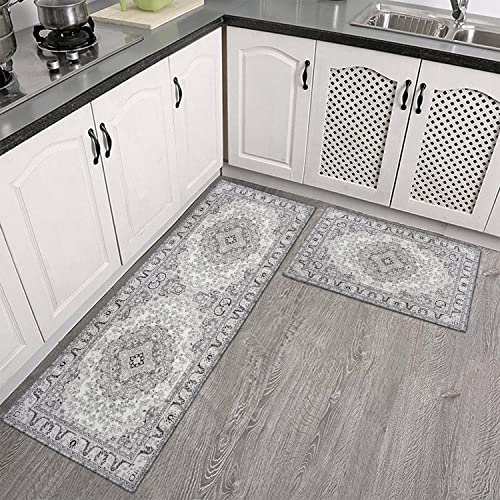 Mloabuc Boho Kitchen Rug Sets 2 Piece With Runner Farmhouse Rubber Kitchen Mats For Floor Non Slip Washable Thin Kitchen Area Rug Floor Mat Waterproof Hallway Laundry Room Runner Rug #TOP6