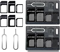 Vista 1 de Paquete de 2 soportes para tarjetas SIM con pasadores de abrede bandejas, juego de herramientas de almacenamiento de tarjetas para tarjetas