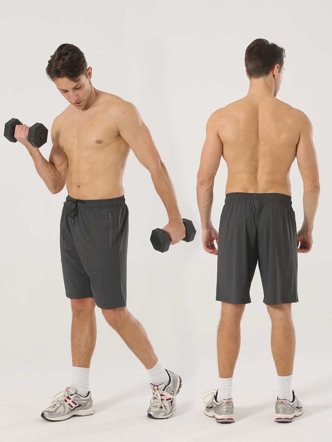 TXJ Sports Men's Athletic Shorts with Zipper Pockets 9" Running Shorts Men Quick Dry Gym Workout Short Lightweight - Image 2