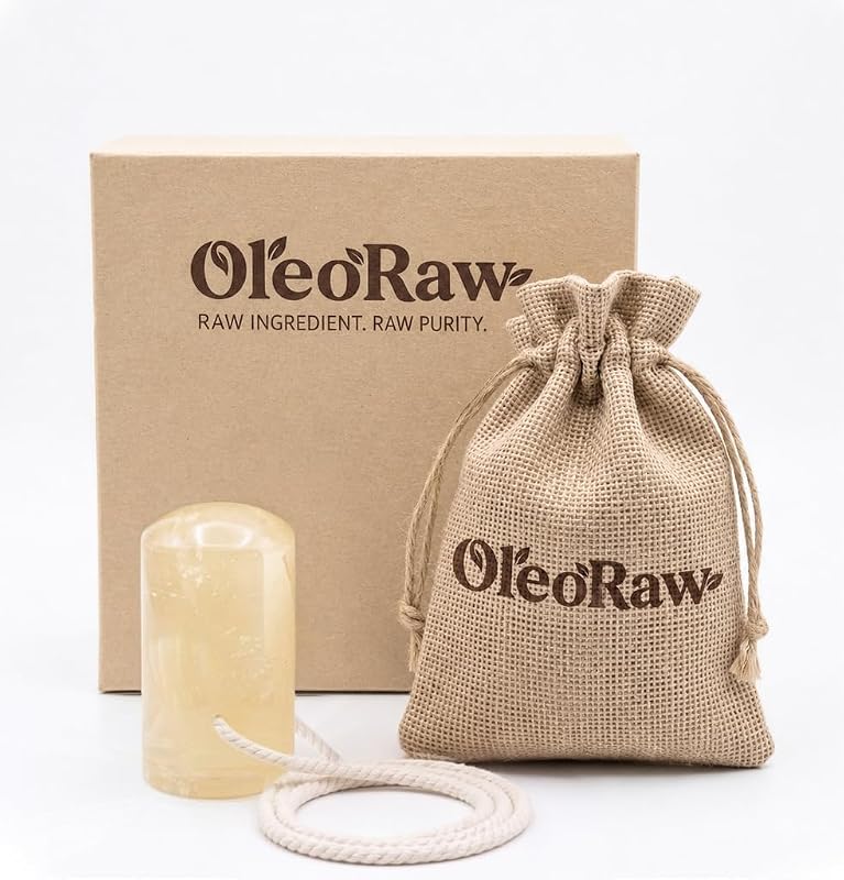 Desodorante em pedra de alúmen com cúrcuma oleoraw, 60 g, com cordão de algodão
