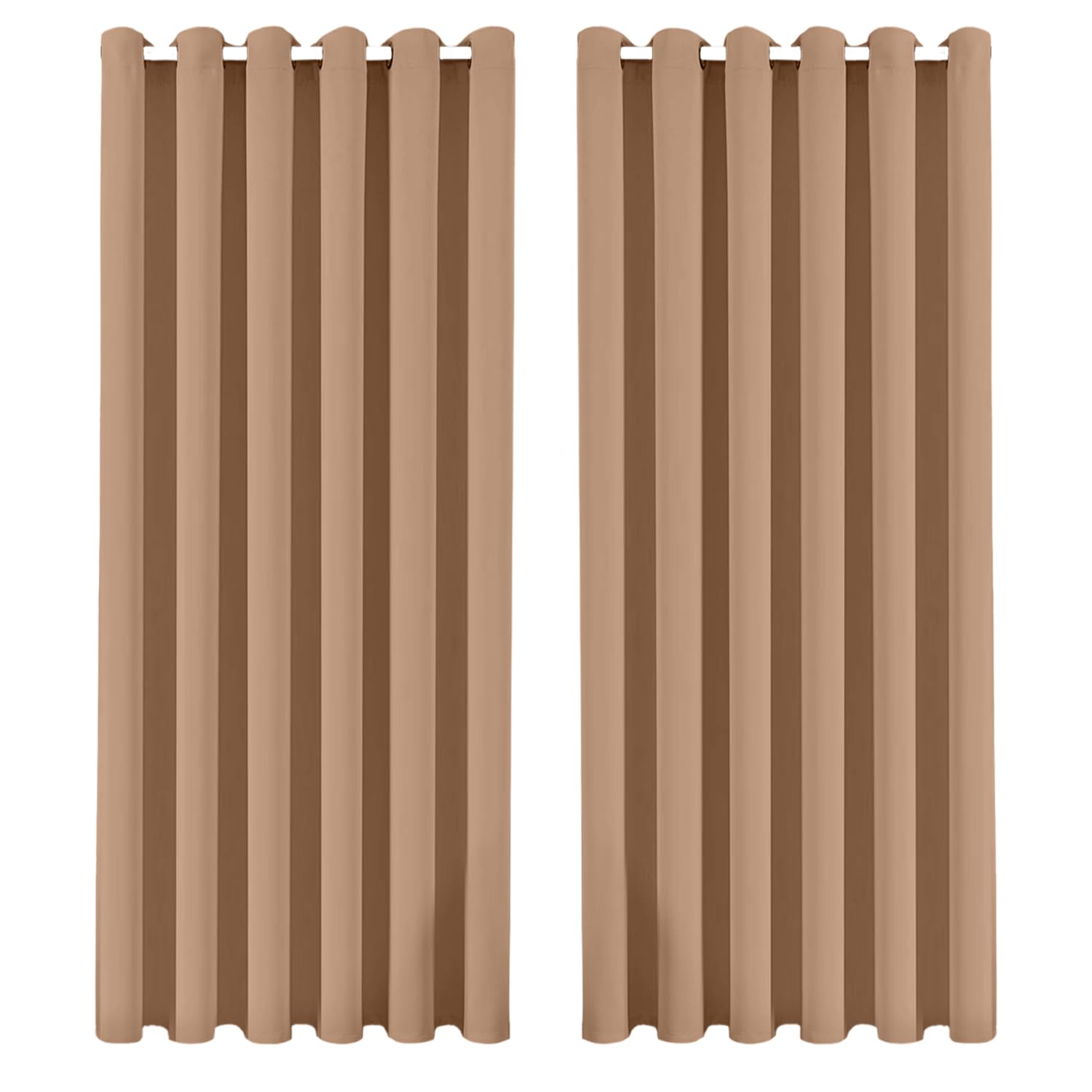 Bedlooms Beige Blackout Eyelet Curtains For Living Room Thermal Insulated Curtains Energy Efficient 2 Panels Each Wide 46X54 Inch Drop With 2 Tie Backs