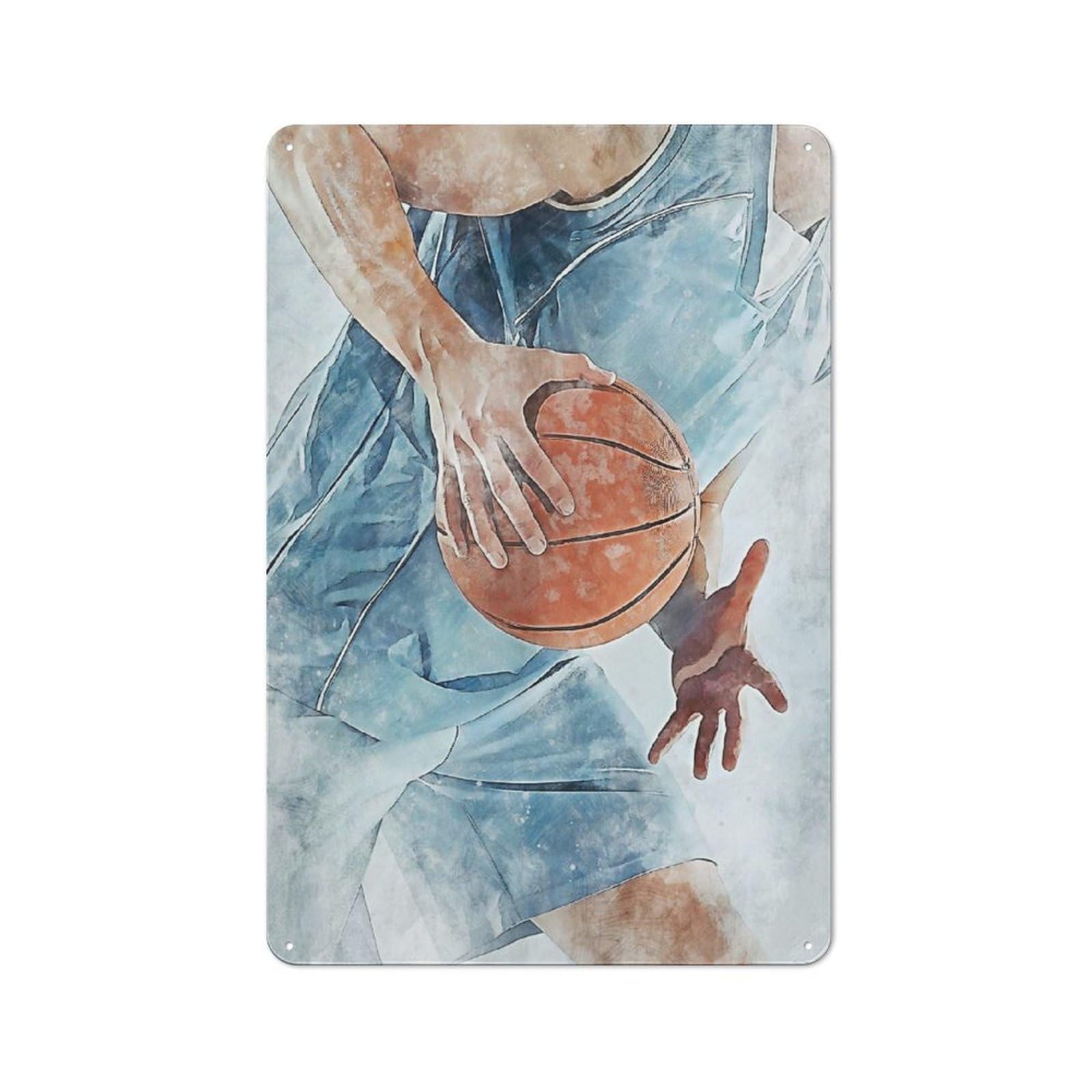 Tin Sign with Basketball 3 Design 30x20cm, Creative Creative Space Decor for Home Office, Reading Corner Or Bedroom