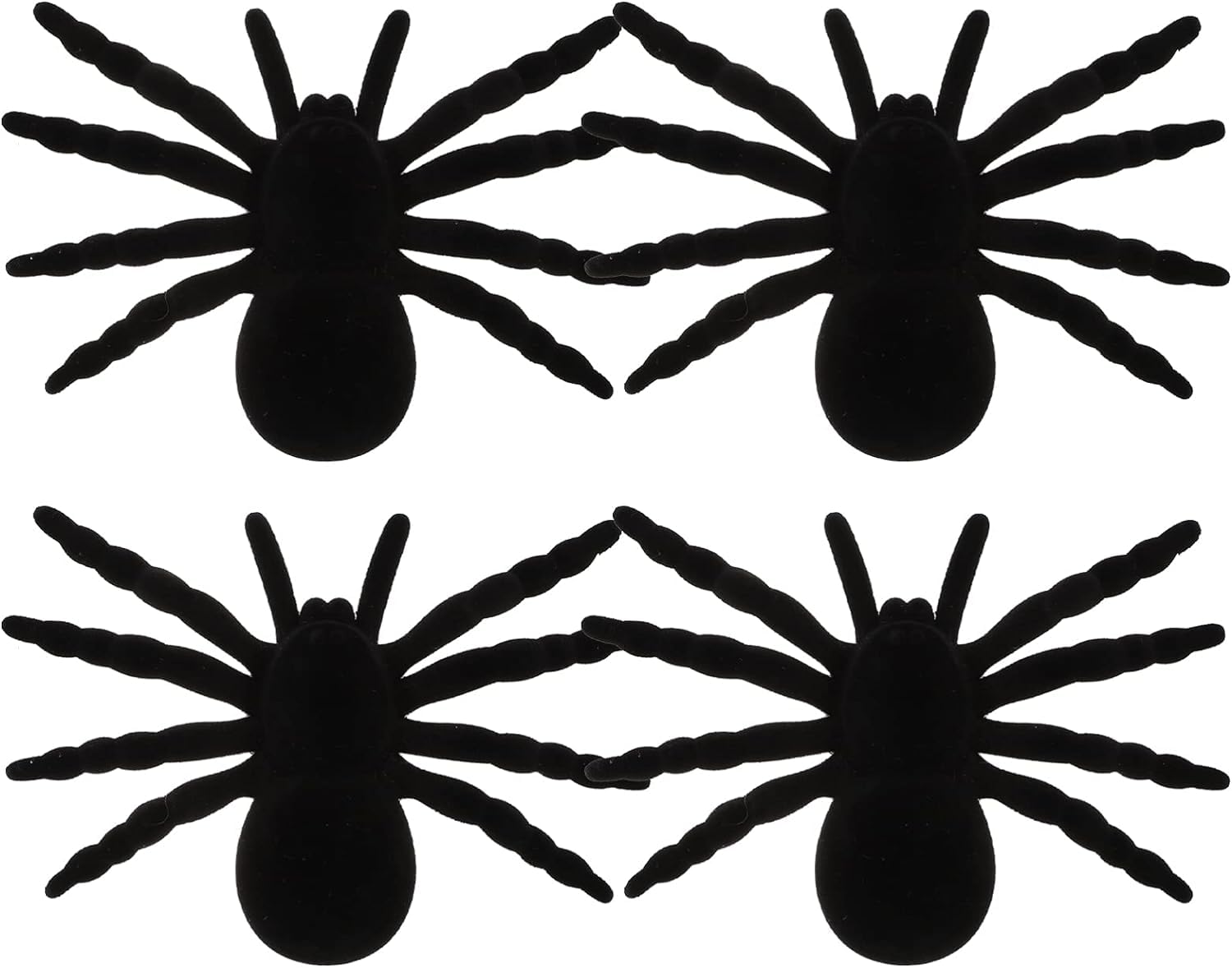 PartyToko Black Spider Web Novelty Halloween Decorative Spiders Haunted House Prop Prank Trick Fake Spider 4pcs Big Size