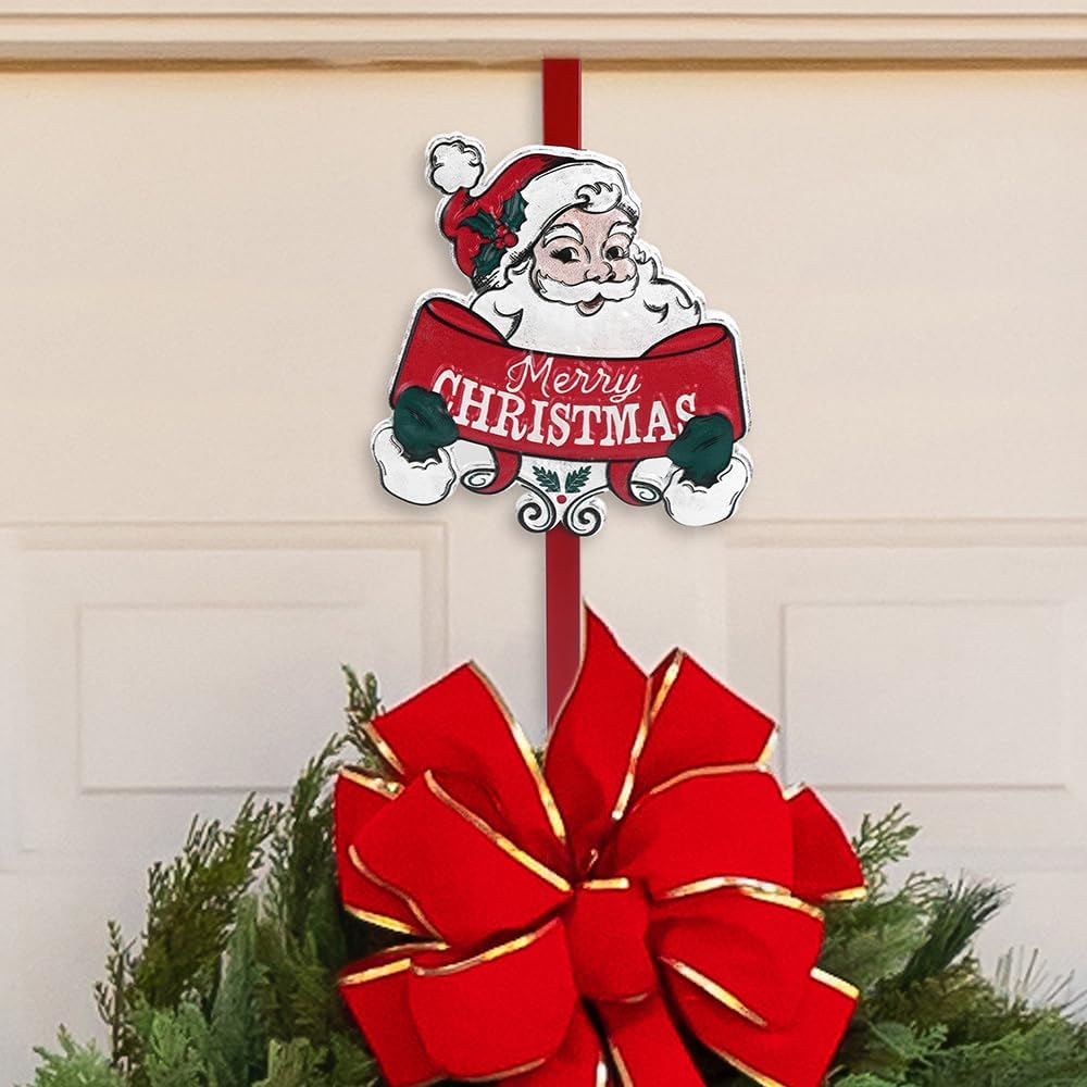 All Chic Christmas Wreath Hangers for Front Door with Christmas Santa Hanger Hook for Christmas Decor Over the Door Wreath Hanger Front Door