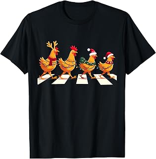 Rhode Island Red Chicken Crossing Road Xmas T-Shirt