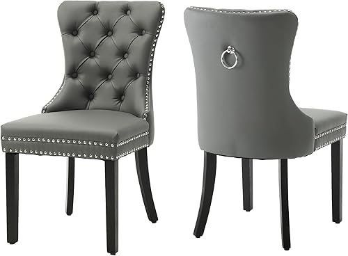 Miniatura 36 de Nikki Collection - Juego de 6 sillas de comedor de terciopelo con patas de madera y anillo de tracción, sillas laterales de lujo con ribete de Negro