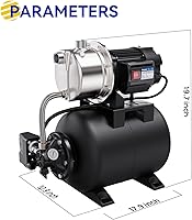Vista 2 de Acquaer Bomba de pozo poco profundo de 1.6 HP con tanque de presión, de acero inoxidable, de 1320 GPH 115V para riego, bomba de chorro de impulso