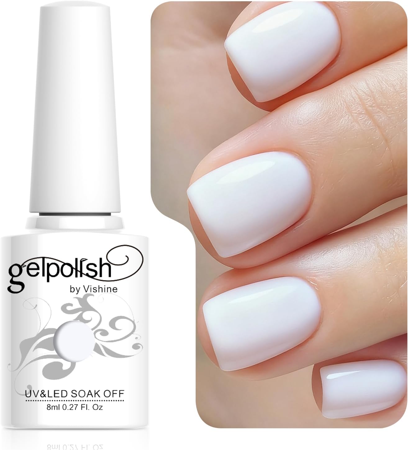 Vishine 8ml Gelpolish UV LED Soak Off Varnish Color Gel Nail Polish Manicure Salon Clear White #1433