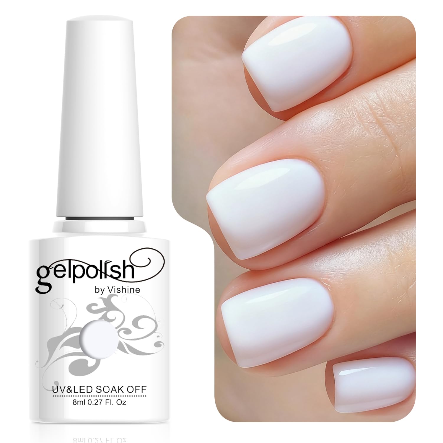 8ml Gelpolish UV LED Soak Off Varnish Color Gel Nail Polish Manicure Salon Clear White #1433