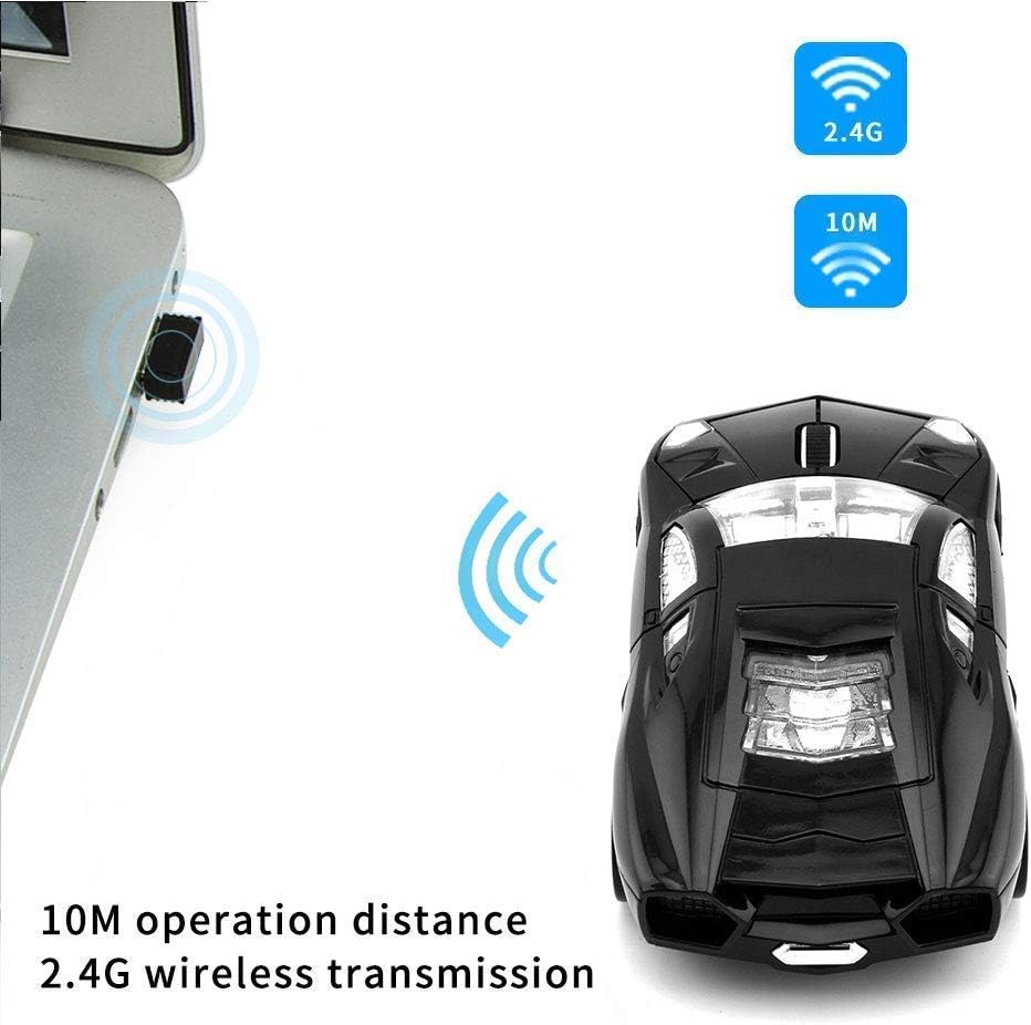 CHUYI Cool Sports 3D Car Shaped Wireless Optical Mouse for Business Travel Office Home School Gift (1 Red, 1 Black)