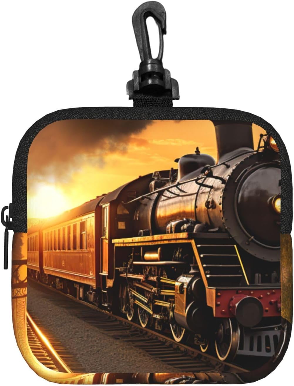 Steam Train Print Versatile Square Storage Bag Travel Organizer Pouch Toiletry Home Office Gift
