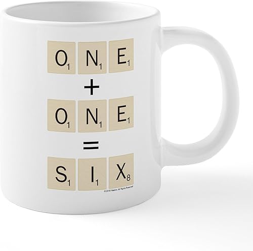 CafePress Scrabble One Plus One Six - Taza de café de cerámica, taza de té, 20 onzas