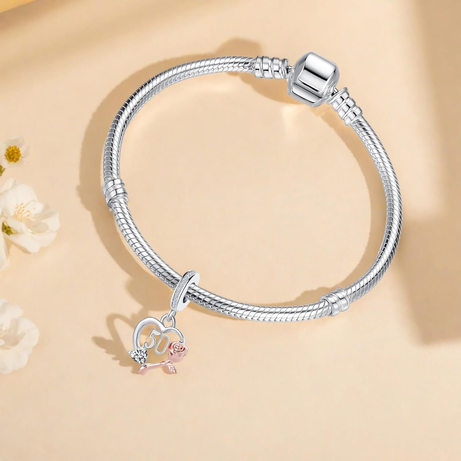 Birthday Number 13th 16th 18th 21st 30th 40th 50th 60th Heart Dangle Charm Compatible with Pandora Bracelet - Image 2