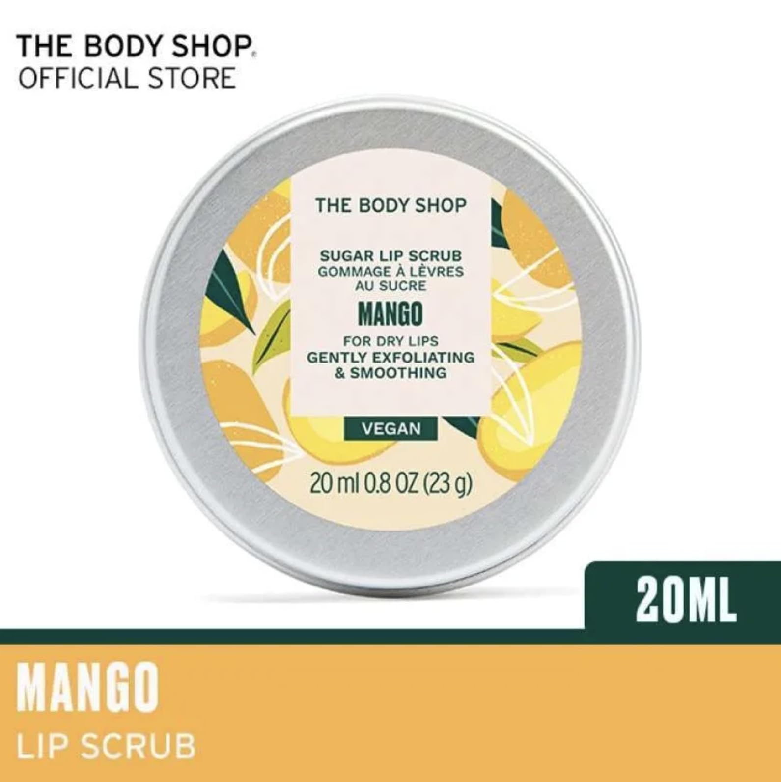 The Body Shop Lippenpeeling mit Mango, 20 ml – sanftes Peeling für weiche Lippen, feuchtigkeitsspendend & belebend