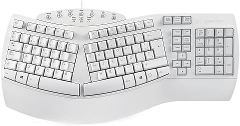 Perixx PERIBOARD-512 Teclado ergonómico Full Size con Cable USB - Diseño Dividido - Blanco - QWERTY Español