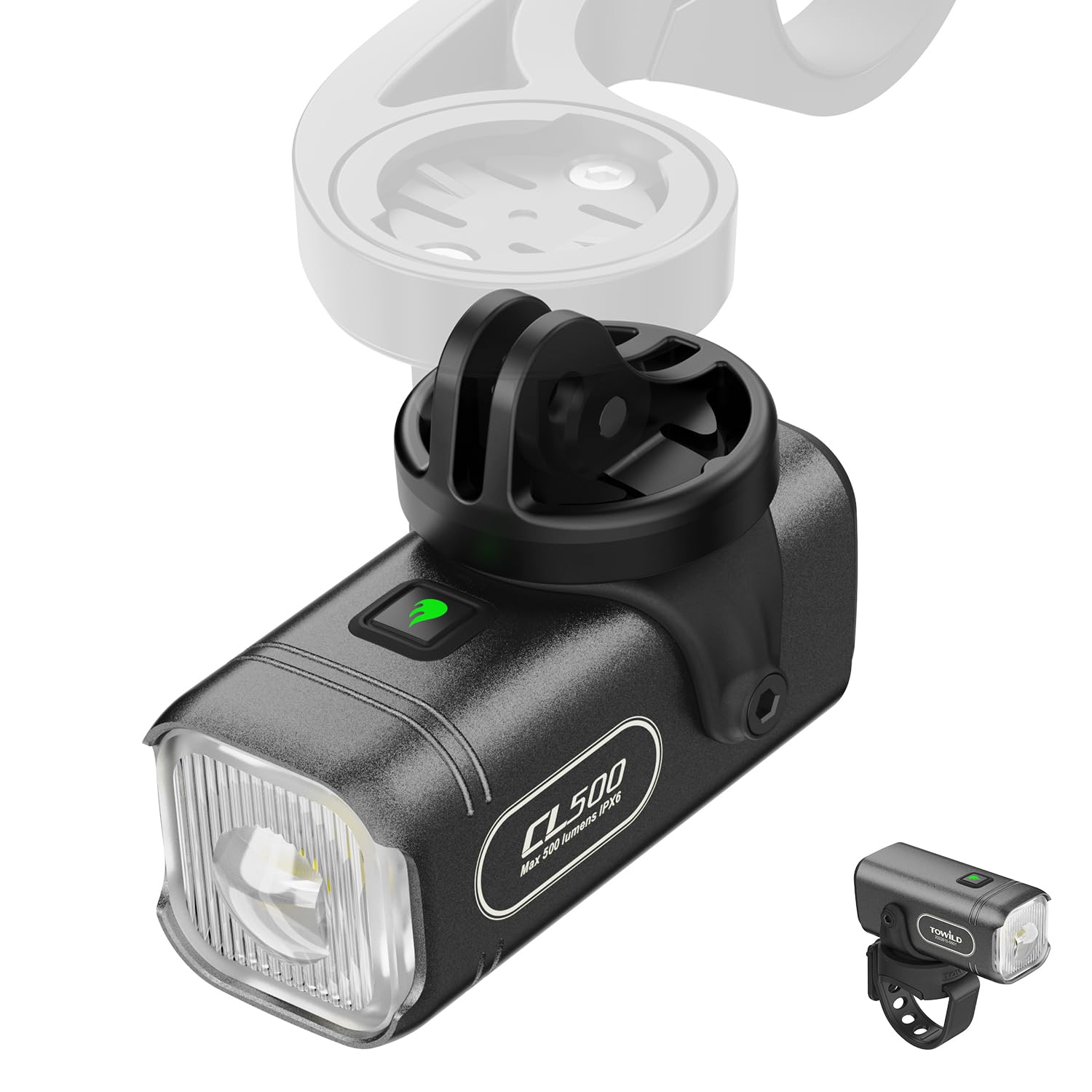 CL500 Mini Bike Light 500 Lumens, USB Rechargeable Front Light for Folding Bikes Black