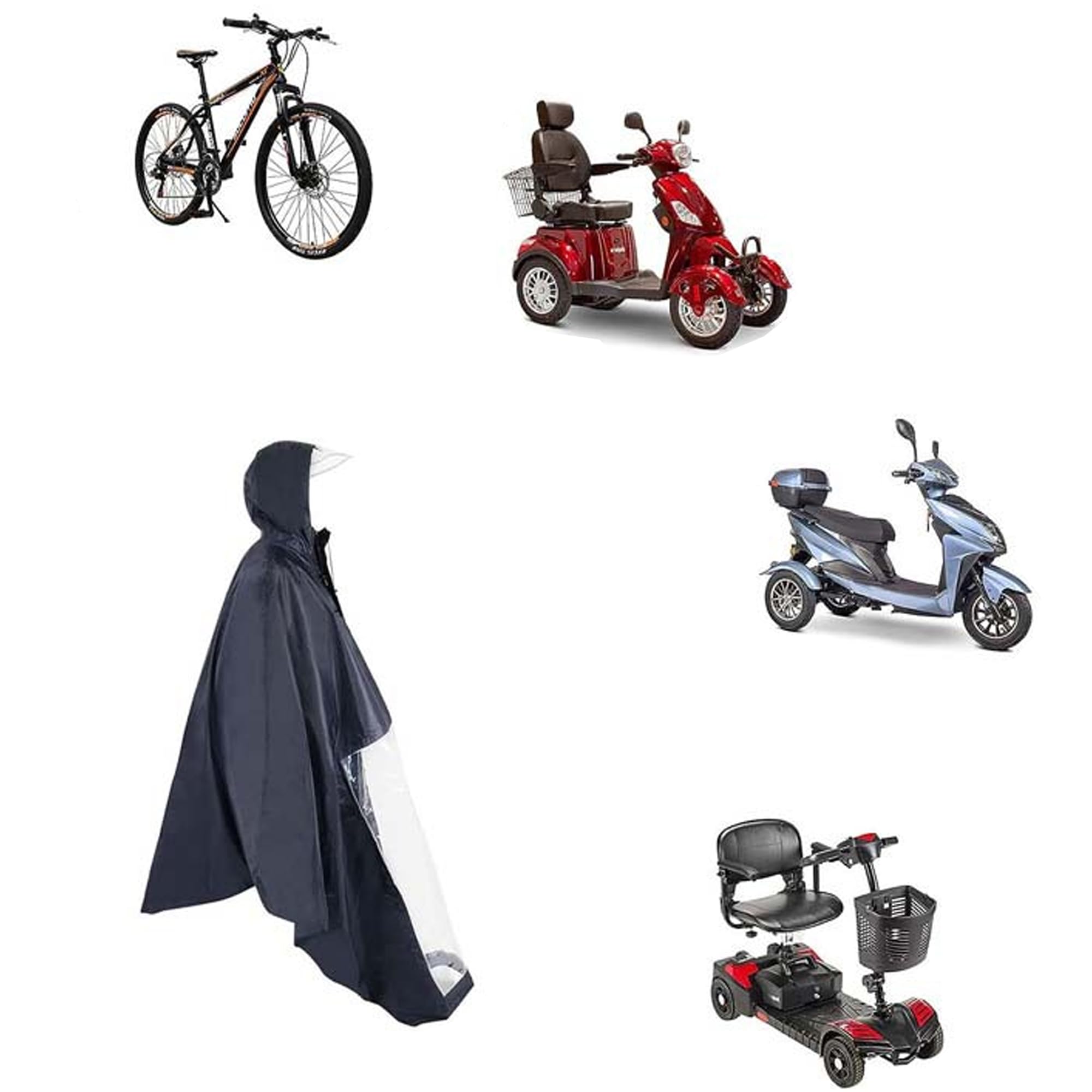 Copertura Impermeabile Antipioggia, Schiena Con Specchio Retrovisore e Riflettore, Poncho Antipioggia Per Veicoli Elettrici, Poncho Impermeabile Per Sedie a Rotelle Con Cappuccio