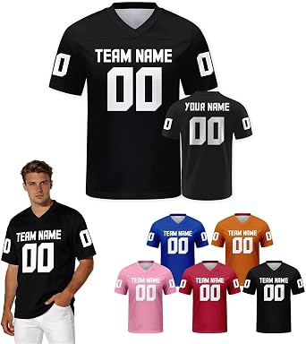 Custom Mens Replica Football Jersey, Personalized Football Jersey for Men Team Uniform Name Number Stitched, S-7XL