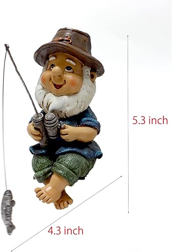 Miniatura 2 de Estatua de gnomo de jardín, estatua de pesca enana, adornos de escultura de resina, elfo, césped, figuras interiores y exteriores (gnomo)