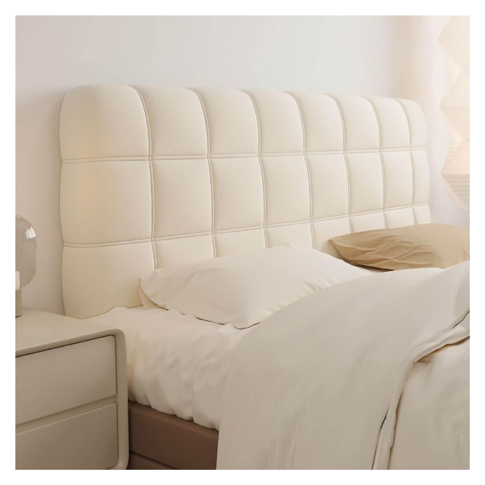 Vnook Headboard Covers, Dustproof Protective Cover, Stretch Headboard Cover, All-Inclusive Headboard Cover, for a Variety of Headboards (White, 150CM)