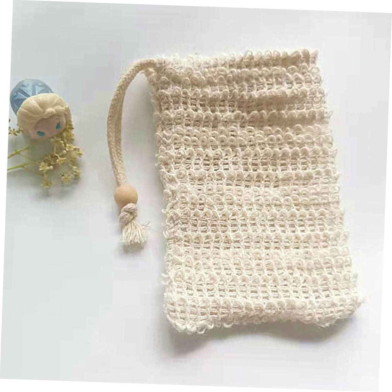 Beavorty 20pcs Cotton Linen Soap Storage Drawstring Blister Mesh Soap Pouches for Foaming and Bathing Use Maker
