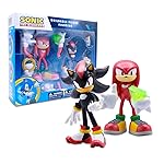 Official Sonic The Hedgehog Metallic Knuckles & Shadow 4 Action Figures - Buildable, Interchangeable Arms & Accessories, Collector Window Box