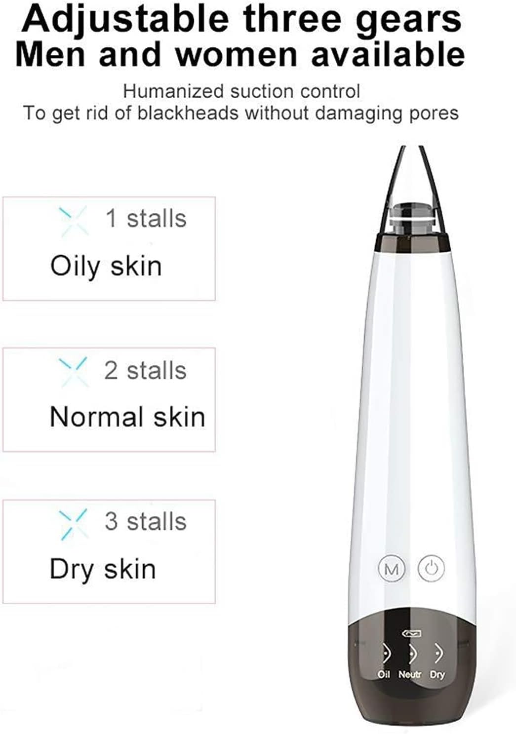 Aspirateur de pores for enlever les points noirs – Extracteur de boutons de nettoyage du visage, outil d'aspiration de points noirs, nettoyeur de pores du visage, outil d'extraction de points b