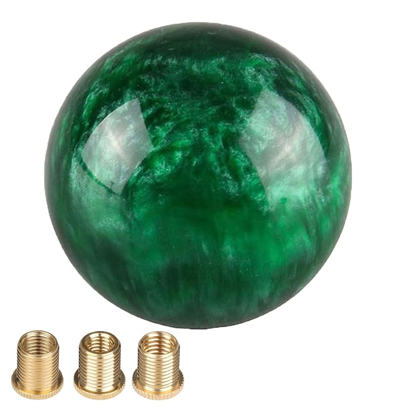 Manopla de Câmbio Esférica Verde Estilo Mármore em Acrílico com Adaptador YRMST