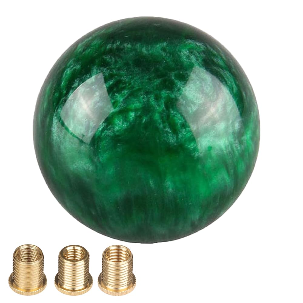 YRMST Round Ball Shift Knob Marble Style Universal Gear Shift Knob with 3 Adapters M8x1.25 / M10x1.25 / M10x1.5 (Green)