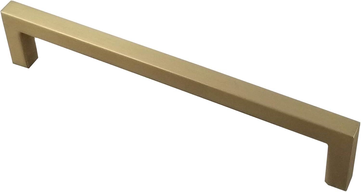 10 Pack Century Kai Square Bar Cabinet Pull Zinc Modern Hardware for Kitchen and Bathroom Cabinets Cupboards 6 5/16 Inch (160mm) Center to Center, 24639-BB-10 Brushed Brass