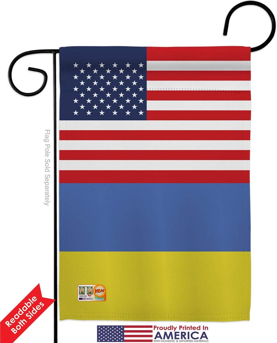 Ukraine US Friendship Garden Flag - 2pcs Pack Regional USA American Alliance World Country Particular Area - House Decoration Banner Small Yard Gift Double-Sided Made in 13 X 18.5