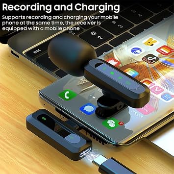 2-Pack Wireless Mini Microphone for iPhone 15,16,17, Lavalier Microphone for Video Recording, 2 In 1 Noise Reduction Lapel Mic For Android, Ipad, PC Mini Mic with USB-C for Content Creators Potcast