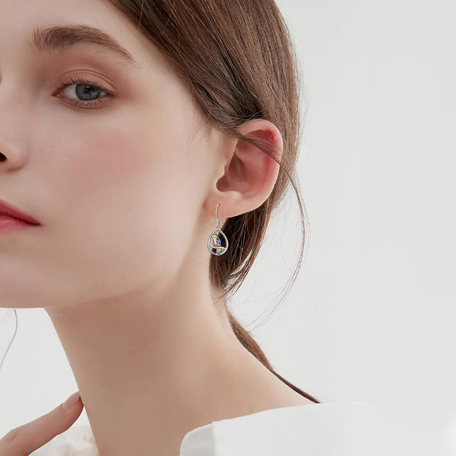 YAFEINI Parrot Dangle Earrings 925 Sterling Silver Parrot Bird Teardrop Earrings Christmas Jewelry for Women - Image 6