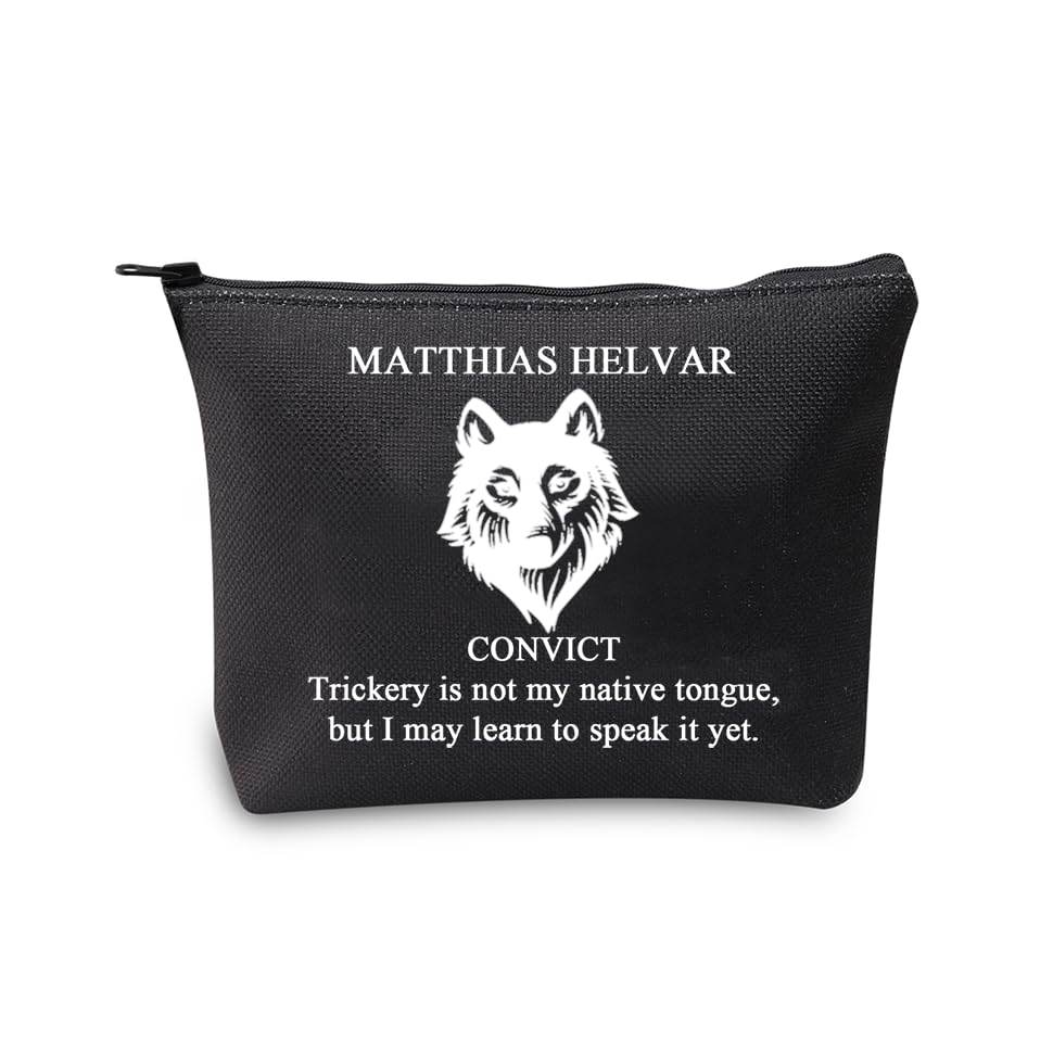 PXTIDY Six Of Crows Makeup Bag Matthias Helvar Gift Convict Gift No Mourners Merch Six Of Crows Bookish Gift, Black, ONE SIDE
