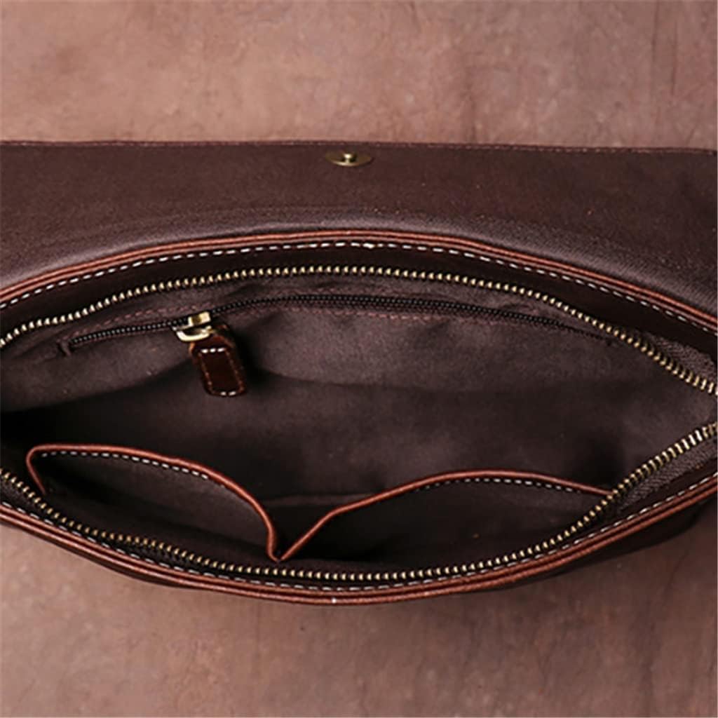 Vintage crossbody bag Genuine Leather Shoulder Men Brown Casual Messenger For 9.7-Inch