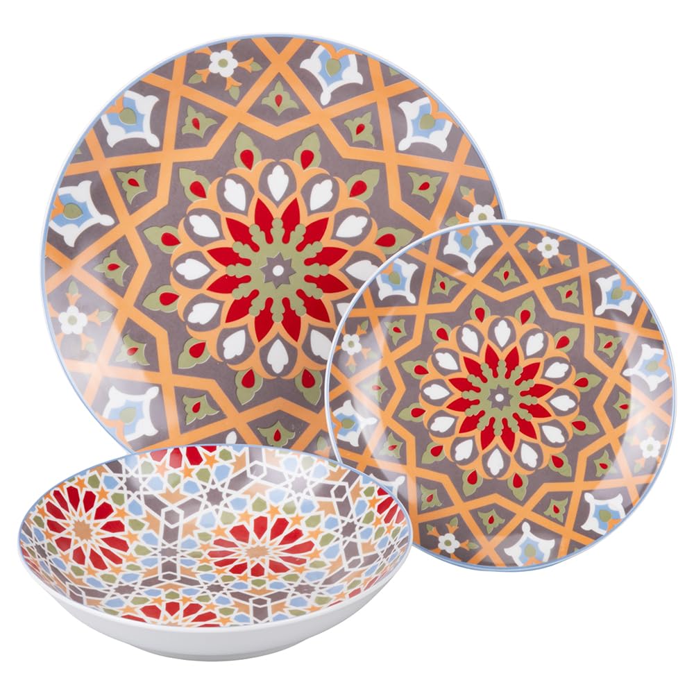 Casablanca - Vajilla de 18 piezas de porcelana, 3 plazas diferentes