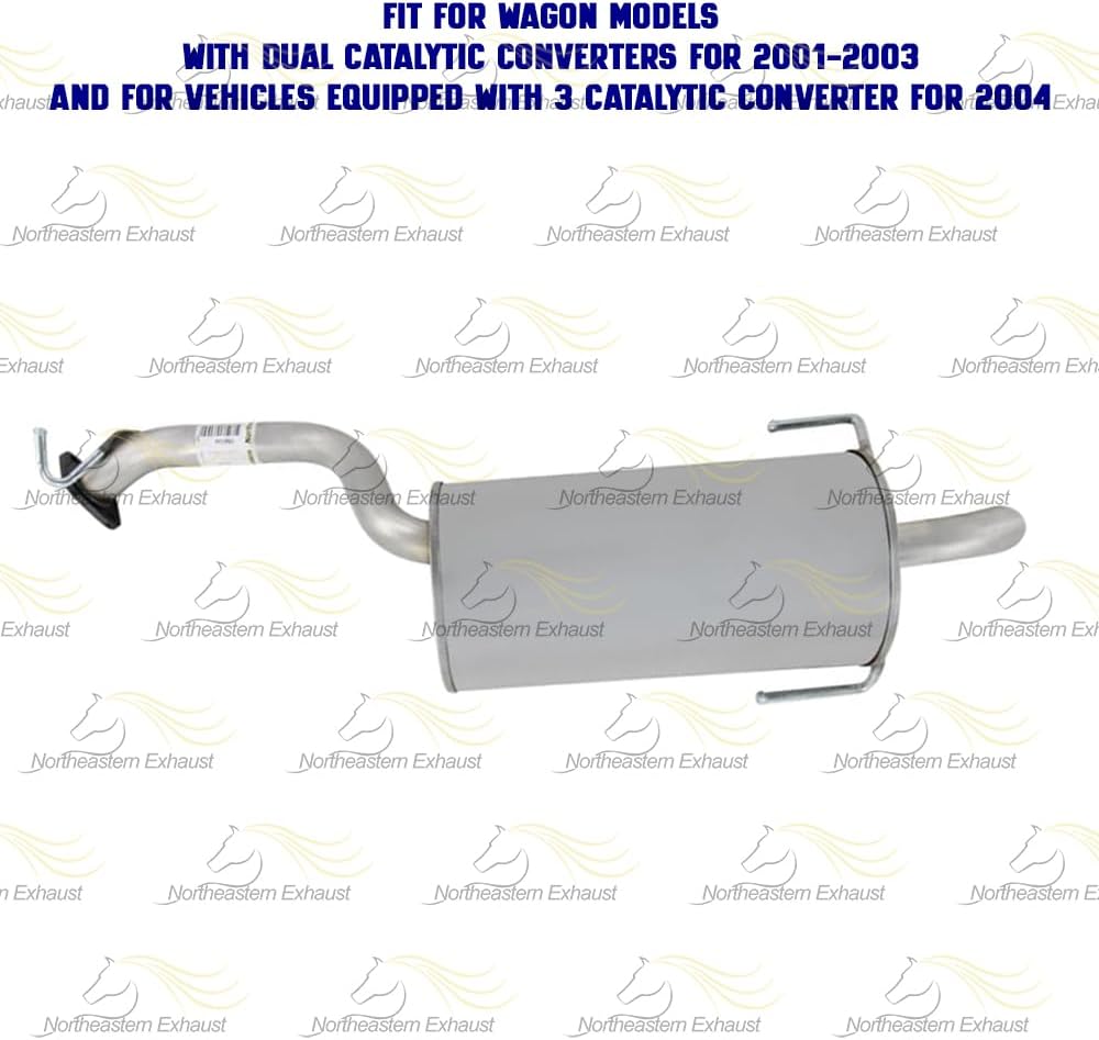 Exhaust Muffler Compatible with Subaru Legacy 2000-2004 2.5L | Stainless Steel | Northeastern Exhaust | Free Gasket, Hangers and Bolts & Nuts | Direct-Fit Replacement