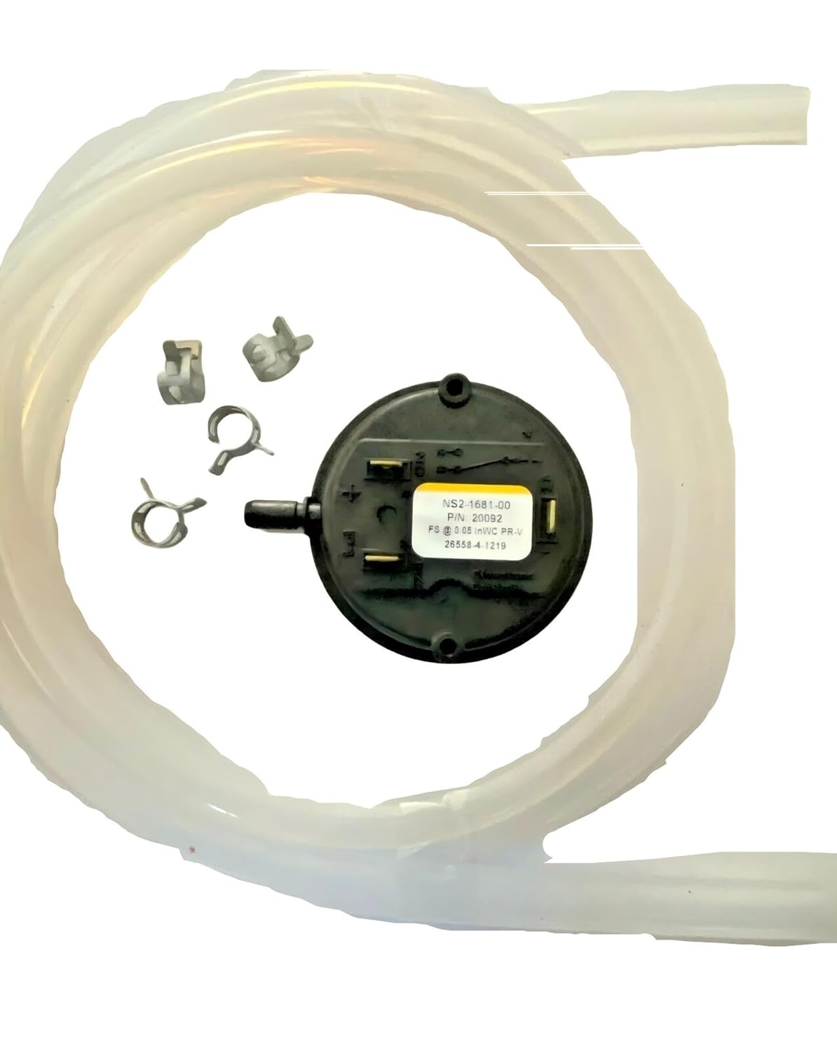 CU-VS Furnace Vacuum Shut Down Switch and Hose Kit - for Englander Heating & Cooling Equipment - Stove Vacuum Pressure Switch - 2-1/2" Diameter