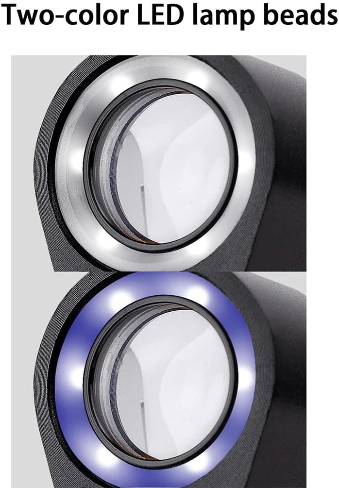 Vergrößerungsglas, Mini-Lupe aus Metall, Faltbare Taschenlupe mit LED, beleuchtete Juwelierlupe, Lupe zum Löten, Inspektion, Münzen, Schmuck, 30-fache Brille (Größe: 10 x) Safehappy