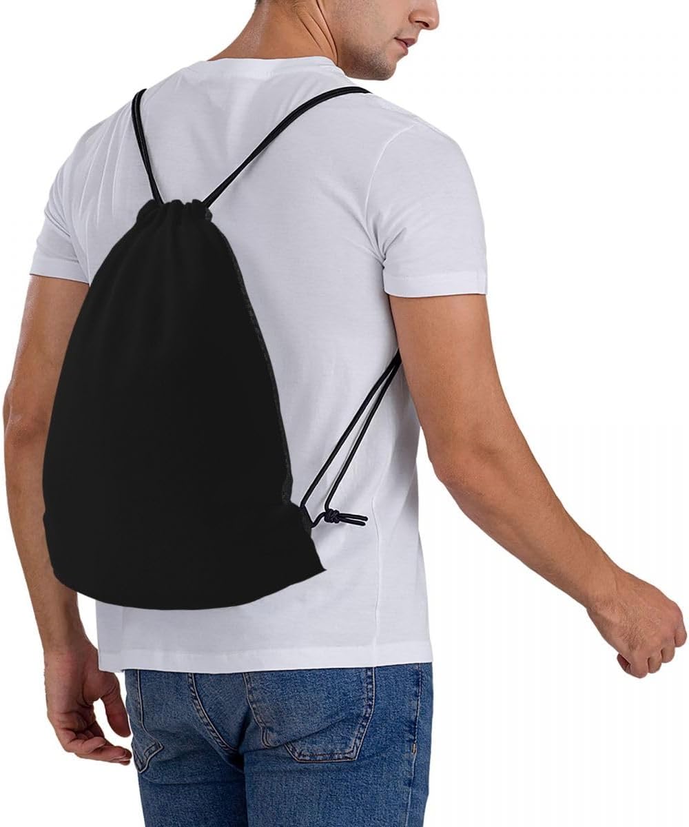 Custom Drawstring Bags with Your Logo Image Name Personalized Foldable Lightweight Gym Backpacks for Sports Travel Camping and Daily Use, 1pcsBlack