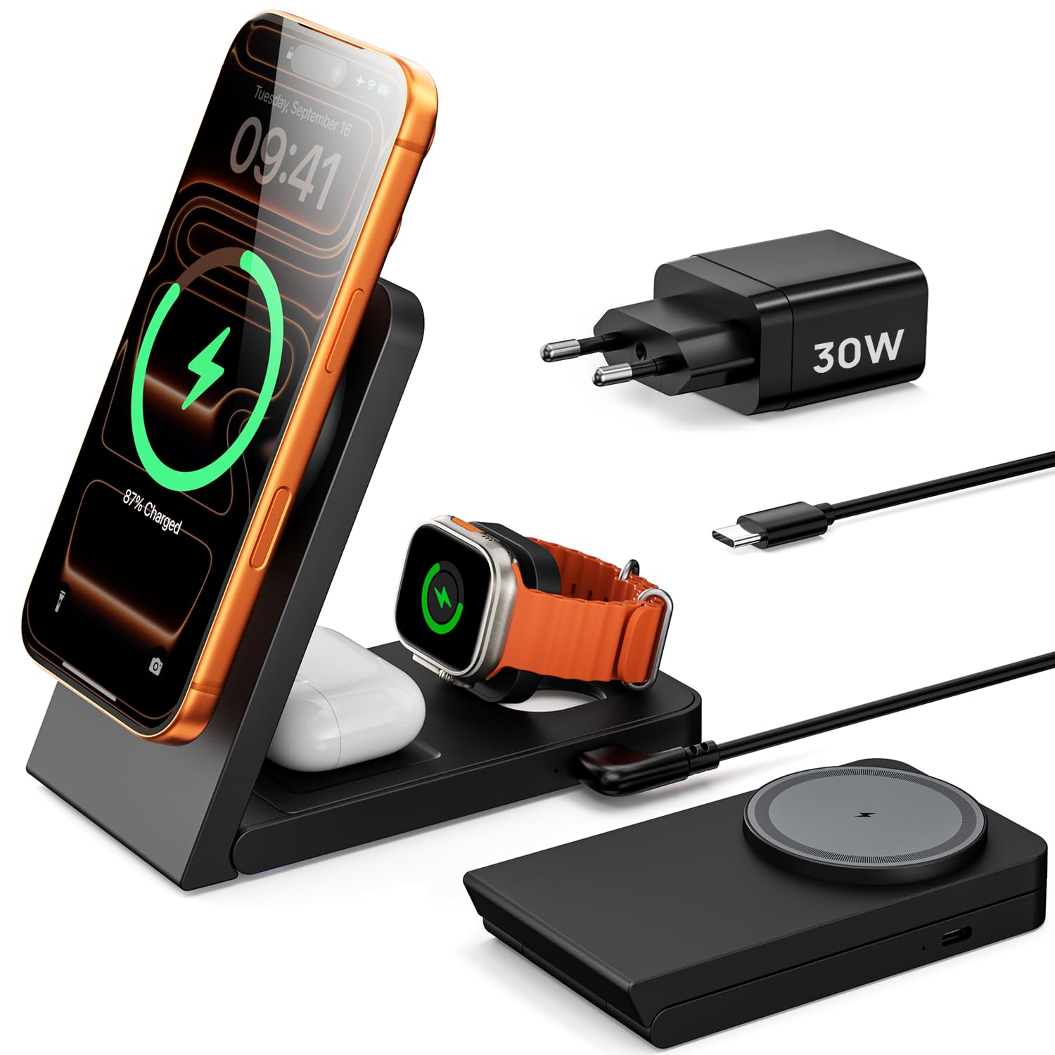 Eddibox 15W Schnellladen Magsafe Ladestation für Apple Watch und iPhone
