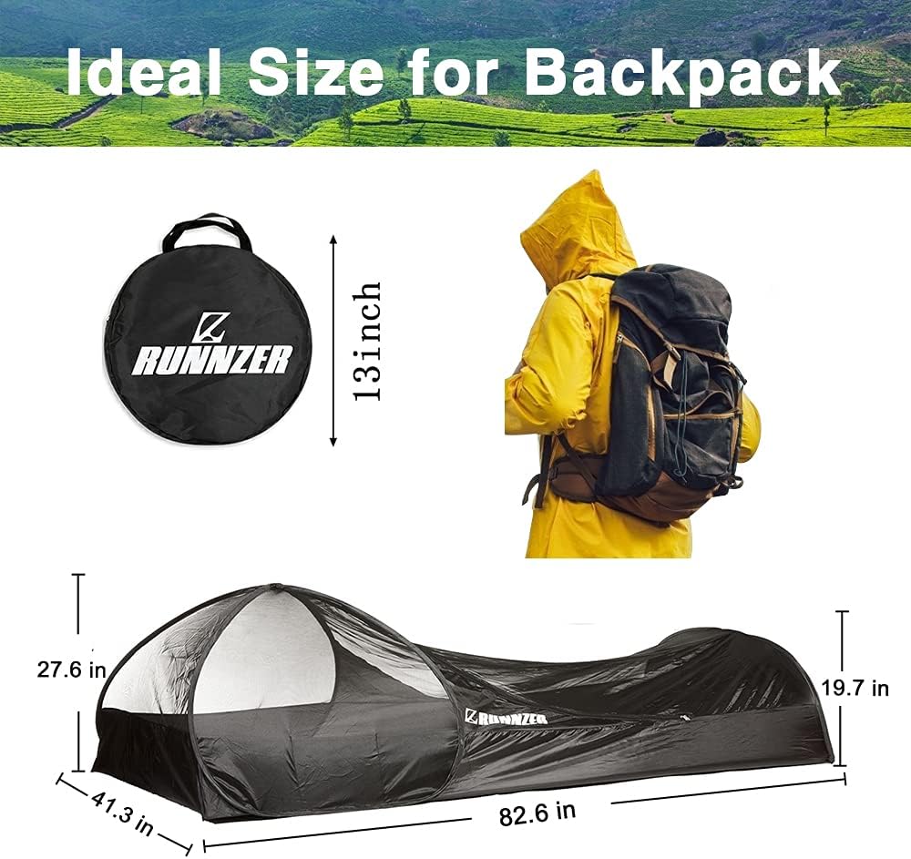 L RUNNZER Single Mosquito Camping Tent, Pop-Up Mosquito Net with Upgraded Mesh for Sleeping Outdoor Camping Traveling : Sports & Outdoors