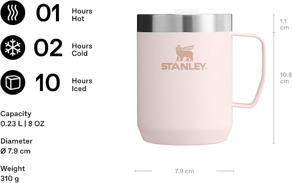 Stanley Classic Legendary Camp Mug Stainless Steel Thermos Cup, Pink Quartz (Rose Quartz), 0.23 Liters