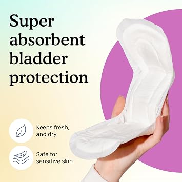 Because Incontinence Pads for Women - Maximum Absorbency, Postpartum Liners, Up to 100% Leak-Free Protection, Discreet Protection for Bladder Leaks, 20 Count
