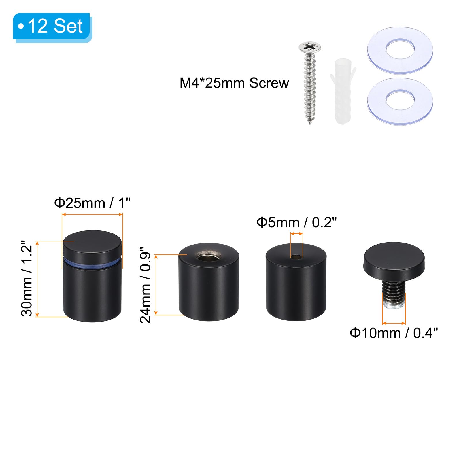 PATIKIL 1 x 1.2 Inch Sign Standoff Screws - Image 2