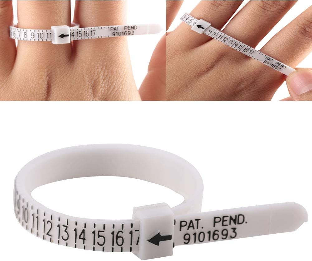 ZJchao US Ring Sizer Finger Gauge Scale Measure Tool Plastic Flexible Ring Size Tester for Wedding Jewelry Sizing Accurate Finger Stick White 4.5 Inches